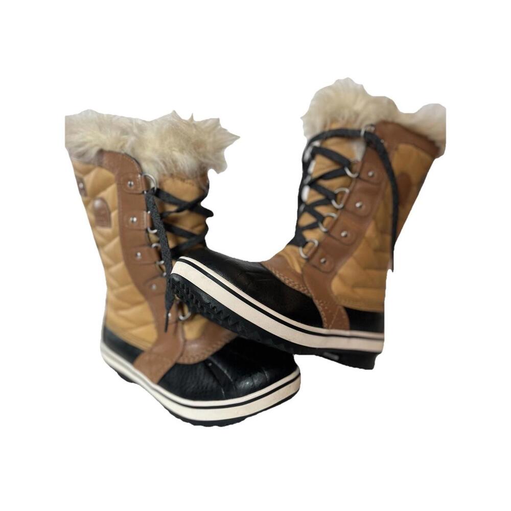 Sorel Tofino Boots Winter Snow Faux Fur Lined NL1937-270 Beige Womens Sz 4